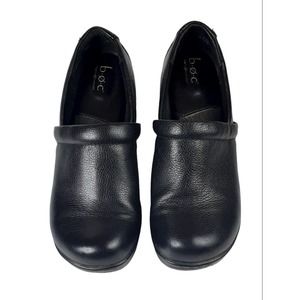 BOC Born Concept Shoes Womens Size 10M Black Leather Pebbled Clogs Mules C80803
